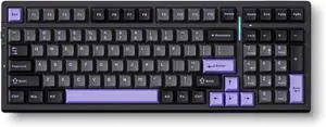 G98 PRO Wireless Mechanical Keyboard, Tri-Mode Connection Gaming Keyboard, Hot Swappable Custom Gasket Structure, Pre-lubed Linear Switches, Double Shot PBT Keycaps RGB LED Backlit Purple&Black