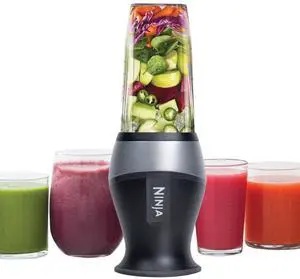 Fit Compact Personal Blender, Portable Blender for-Smoothies, Shakes, Food Prep, and Frozen Blending, 700-Watt Base, (2) 16-oz. Cups and Spout Lids, Black QB3001SS