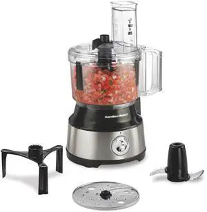 Food Processor & Vegetable Chopper for Slicing, Shredding, Mincing, and Puree, 10 Cups + Easy Clean Bowl Scraper, Black and Stainless Steel