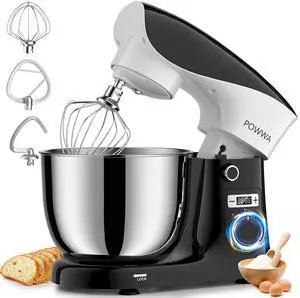 Stand Mixer,  6.5 QT 10 Speeds Tilt-Head Electric Stand Mixer, 3-In-1 Kitchen Mixer with Bowl, Dough Hook, Whisk and Beater, Food Mixer for Baking and Daily Use (Black White)