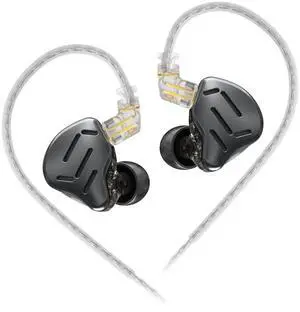 KZ Zax in Ear Headphones 7BA+1DD Hybrid 16 Drivers HiFi Noise Cancelling in Ear Monitor, Zin Alloy Shell Metal Wired Earphone with 3.5mm Jack Detachable 2 Pin 0.75mm Cable (No mic, Black)