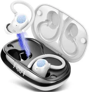 Wireless Earbuds, Bluetooth Headphones 80Hrs Deep Bass Playtime with LED Display, Sport Earphones with ENC Noise Cancelling Mic, IPX7 Waterproof Over-Ear Ear Buds with Earhooks for Workout/Running Wireless Earbuds, Bluetooth Headphones 80Hrs Deep Bass Playtime with LED Display, Sport Earphones with ENC Noise Cancelling Mic, IPX7 Waterproof Over-Ear Ear Buds with Earhooks for Workout/Running