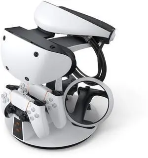 D2 3-in-1 Controller Charging Station for PSVR2 and PS5 with VR Display Stand and LED-Charging Indicator