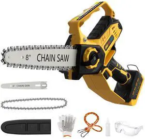Mini Chainsaw for Dewalt 20V Max Battery, 8-Inch and 6-Inch 2-IN-1 Cordless Electric Chain saw with Brushless Motor and Auto-Oiler, 800W Hand Mini Chainsaw for Tree Pruning Wood Cutting(No Battery)