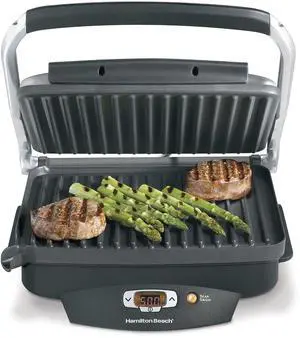 Steak Lover's Electric Indoor Searing Grill, Nonstick 100 Square, Stainless Steel (25331), Black and Stainless, Medium