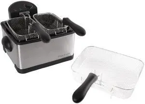 Deep Fryer - 4-Liter Electric Oil Fryer - 1 Large Basket and 2 Small for Dual Use - Stainless-Steel Cooker with Cool Touch Features by