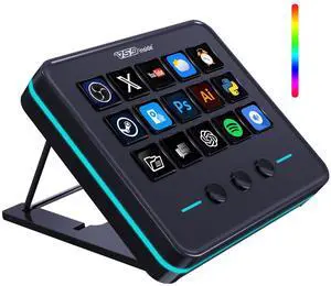 Macro Keypad, Stream Controller Deck Gaming Streaming Shortcut Keyboard, 18 Programmable Keys Customizable Visual AI Pad USB Soundboard for OBS, YouTube, Desk Office Setup, Laptop, PC, Mac