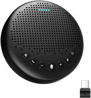 Conference Speaker and Microphone Luna 360° Voice Pickup w/Noise Reduction/Mute/Indicator USB Bluetooth Speakerphone w/Dongle for 8 People Daisy Chain for 16 Compatible with Leading Software