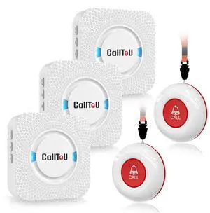 Wireless Caregiver Pager Call Button Call Bell Medical Alert System for Seniors Patients Elderly at Home 2 Waterproof Transmitters 3 Plugin Receivers