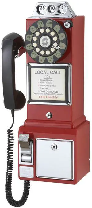 CR56-RE 1950's Payphone with Push Button Technology, Red CR56-RE 1950's Payphone with Push Button Technology, Red