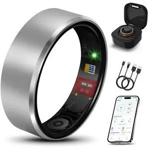 Smart Health Ring 2.0 for Women Men, Slim Scratch & Fingerprint Resistant Design,Efficient Chip Fitness Tracker, Monitors Heart, Blood Oxygen & Pressure, Sleep, Steps, Waterproof, iOS & Android, SV 12