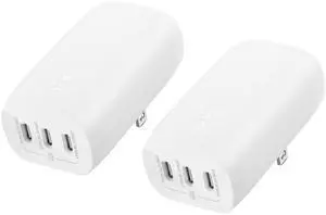 3-Port USB C Charger Block 67W - PPS USB-C PD3.1 PPS Super Fast Charging - Samsung Galaxy S25, Apple iPhone 17, Air, Pro, MacBook, AirPods, Apple Watch, Nintendo Switch 2 & More - White, 2-Pack
