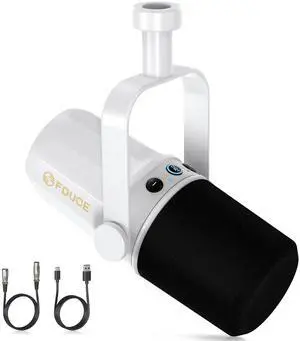 SL40 Dynamic Microphone for Podcasting, Gaming, Live Streaming and Recording, Built-in Headphone Output, LED Mute Button, All-Metal USB/XLR, Voice Isolation Technology (White)