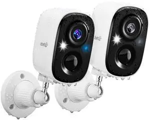 2K Wireless Security Cameras - Outdoor WiFi Security Cameras Color Night Vision, AI/PIR Detection, 2-Way Talk, Cloud/SD, Weatherproof, Battery Powered Outdoor Cameras(White-2Packs)