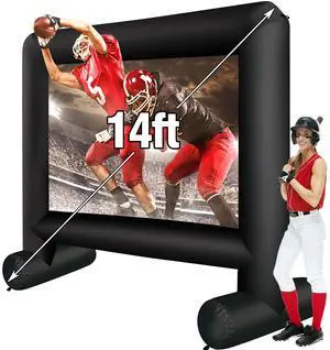 14 Feet Indoor and Outdoor Inflatable Blow up Mega Movie Projector Screen with Carry Bag for Front and Rear Projection