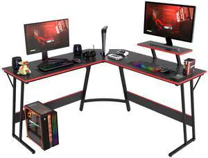 L Shaped Desk Corner Gaming Desk Computer Desk with Large Desktop Studying and Working and Gaming for Home and Work Place,Black