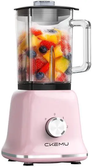 Professional Blender For Smoothies, 58 Oz Glass Jar, Glass Blender Including Puree & Crush Ice Functions, 750 Watts, B02 (Macaroon Pink)