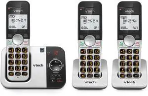 3-Handset Cordless Phone with Answering Machine, with Large Display and Big Buttons Caller ID, Full-Duplex Speakerphone, Last 10 Number Redial, Easy to use VG232-3