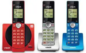 3-Handset Cordless Phone for Home with Caller ID/Call Waiting, Landline Phones, Illuminated Keypad, Full Duplex Speakerphone, ECO & Quiet Mode, Wall Mount | CS6919-3A (Red/Blue/Grey)