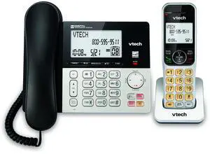 VG208 DECT 6.0 Corded/Cordless Phone for Home with Answering Machine, Call Blocking, Caller ID, Large Backlit Display, Duplex Speakerphone, Intercom, Line-Power(Silver/Black) VG208 DECT 6.0 Corded/Cordless Phone for Home with Answering Machine, Call Blocking, Caller ID, Large Backlit Display, Duplex Speakerphone, Intercom, Line-Power(Silver/Black)