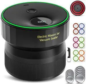 2025 Upgraded Mason Jar Vacuum Sealer, Electric Vacuum Sealer for Regular Mouth and Wide Mouth Canning Jars, Fully Automated and Portable