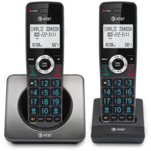 GL2101-2 DECT 6.0 2-Handset Cordless Home Phone with Call Block, Caller ID, Full-Duplex Handset Speakerphone, 2" White Backlit Display, Lighted Keypad (Graphite & Black) GL2101-2 DECT 6.0 2-Handset Cordless Home Phone with Call Block, Caller ID, Full-Duplex Handset Speakerphone, 2" White Backlit Display, Lighted Keypad (Graphite & Black)