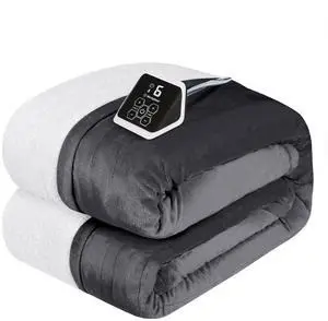 Heated Blanket Twin Size, Soft Flannel to Sherpa Electric Blanket with 10 Heating Levels, 12 Hours Auto Off, Fast Heating, Machine Washable, 62x84 Inch, Charcoal Heated Blanket Twin Size, Soft Flannel to Sherpa Electric Blanket with 10 Heating Levels, 12 Hours Auto Off, Fast Heating, Machine Washable, 62x84 Inch, Charcoal
