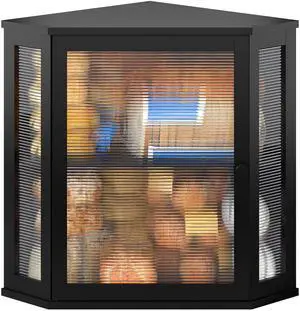 Corner Bread Box for Kitchen Countertop Double Layer Bamboo Wooden Bread box Large Capacity Bread Storage Bin(Black, Extra Large)