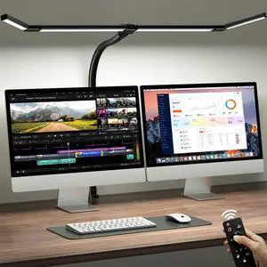 42" LED Desk Lamp with Clamp, Architect Desk Light with Remote, Adjustable 4-Segment Bar, 1800LM Bright, Eye-Caring Desk Lamp for Home Office, Reading, Study, Dual Monitors, Workbench (Black) 42" LED Desk Lamp with Clamp, Architect Desk Light with Remote, Adjustable 4-Segment Bar, 1800LM Bright, Eye-Caring Desk Lamp for Home Office, Reading, Study, Dual Monitors, Workbench (Black)