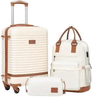Suitcase Set 3 Piece Luggage Set Carry On Travel Luggage TSA Lock Spinner Wheels Hardshell Lightweight Luggage Set(White, 3 piece set (BP/TB/20)) Suitcase Set 3 Piece Luggage Set Carry On Travel Luggage TSA Lock Spinner Wheels Hardshell Lightweight Luggage Set(White, 3 piece set (BP/TB/20))