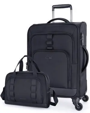 Expandable 20 inch Carry on Luggage Airline Approved, Lightweight Carry on Suitcase with Spinner Wheels, Family Travel Suitcase Set with Duffle Bag-Black Expandable 20 inch Carry on Luggage Airline Approved, Lightweight Carry on Suitcase with Spinner Wheels, Family Travel Suitcase Set with Duffle Bag-Black