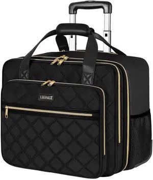 Rolling Laptop Bag Women, Rolling Briefcase for Women, 17.3 Inch Laptop Bag with Wheels Rolling Computer Bag Laptop Case for Work Travel College Business Wife Mom Teacher, Black