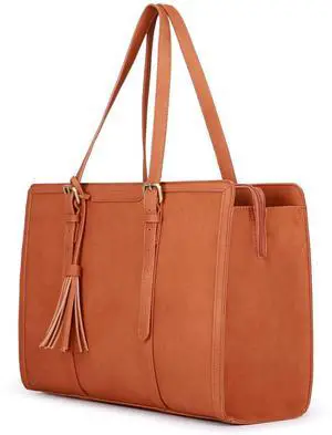 Laptop Bag For Women 15.6 Inch Work Tote Bags PU Leather Computer Purse For Business Office With 3 Layer Compartments