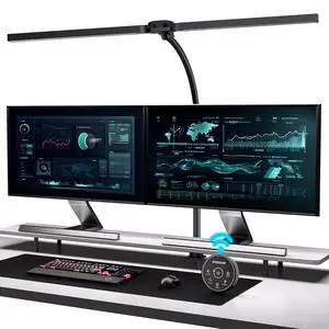 Desk Lamp with Clamp, 31.5" LED Desk Lamp for Home Office, 24W Gesture Sensing Control Desk Light, Dimmable & Color Temperature, Eye-Caring Office Lamp, Brightest Architect Lamp for Screen