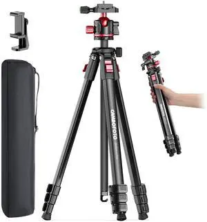 68" Lightweight Travel Camera Tripod with Ball Head, Compact Aluminum Tripod for DSLR/SLR, Compatible with Canon, Nikon, Binoculars, Telescope (Supports 8.8 lbs, Weighs 2.62 lbs) 68" Lightweight Travel Camera Tripod with Ball Head, Compact Aluminum Tripod for DSLR/SLR, Compatible with Canon, Nikon, Binoculars, Telescope (Supports 8.8 lbs, Weighs 2.62 lbs)