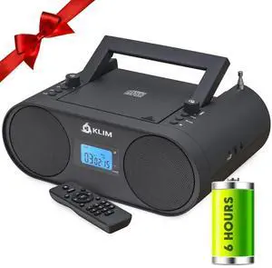 Boombox B4 CD Player Portable Audio System - New - AM/FM Radio with CD Player MP3 Bluetooth AUX USB - Wired & Wireless Mode Rechargeable Battery - Remote Control Autosleep Digital EQ