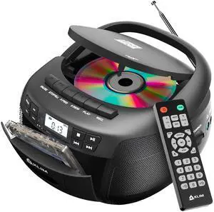 CD + Cassette Tape Player, Bluetooth CD Boombox, AM/FM Radio, Stereo Sound, Remote, CD and Cassette Player Combo, Tape Recording, USB Drive, AUX