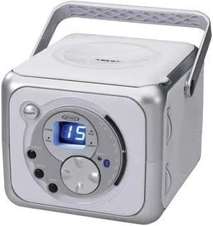 CD-555 White/Silver CD Bluetooth Boombox Portable Bluetooth Music System with CD Player +CD-R/RW & FM Radio with Aux-in & Headphone Jack Line-in (CD555)