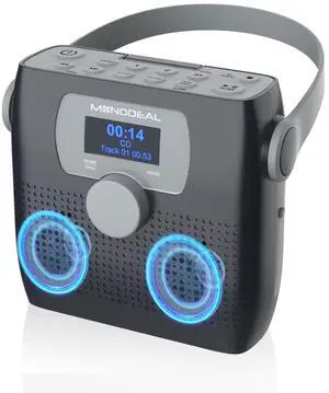 CD Player Portable,Bluetooth Boombox CD Player with Speakers,Portable FM Radio for Camping& Travel(Favourite Memory,LED,WATERPROOF,Clock,Alarm Timer,USB,Headphone Jack,BatteryPower Supply,6W)