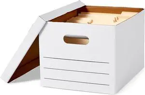 Basics Storage/Filing Boxes with Lift-Off Lid - Letter/Legal Size, Sturdy, Easy Assembly, White, 16.2" L x 12.5" W x 10.5" H, Pack of 20