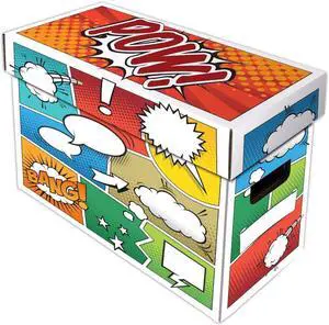 BCW Pow! Comic Book Storage Short Box - 1 Pack | Holds 150-175 Silver, Bronze, or Modern Comics