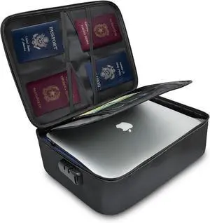 Fireproof Document Organizer Box With Lock, Important File Organizer Document Safe Storage Bag, Portable Office Home Travel Document Bag For Passport, Laptop, Files, Certificates