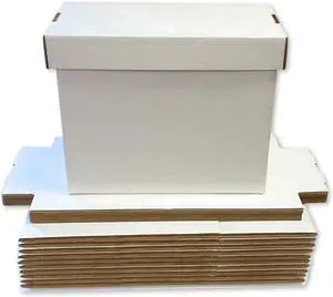 Max Pro Comic Book Storage Boxes - Short Cardboard White Case for 150-175 Comic Books - Double Thickness Design - Premium Stackable Book Box for Silver Age & Modern Comics (Pack of 3)