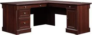 Sauder Palladia L Shaped Desk with Drawers, Office Desk with File Cabinet Storage, Cable Management, Keyboard Tray, in Select Cherry finish