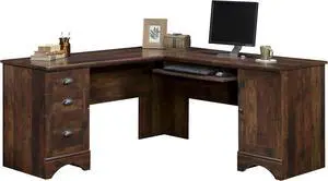 Sauder Harbor View Corner Computer Desk, L: 66.14" x W: 66.14" x H: 30.28", Curado Cherry