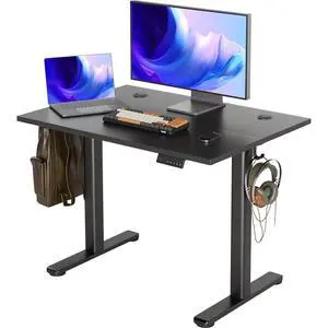 INNOVAR Electric Standing Desk, Adjustable Height Stand up Desks, 40 x 24 Inches Sit Stand up Desk for Home Office Computing, 3-Preset Memory Height Ergonomic Rising Desks, Black
