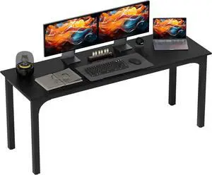 HOMCOM Modern Simple Large Computer Desk, 71" Long Home Office Desk for Two Person, Multi-Purpose Computer Table for Home Office Study, Black