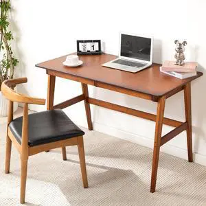 Nnewvante Desk, Bamboo Table with 2 Drawers, Simple Modern Furniture for Home, Office, Computer, Writing, Study, Makeup & Workstation (46''-Brown)