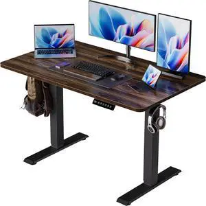BIZUM 40x24 Inch Electric Standing Desk with Memory Presets, Quiet Motor Height Adjustable Stand Up Desk for Home Office & Gaming, Ergonomic Sit Stand WorkstationWalnut