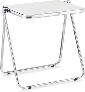KAIHAOWIN Folding TV Tray Table Acrylic Foldable Table No Assembly Required Tiny Desk for Home Office Side Table Small Computer Desk for Small Spaces-White